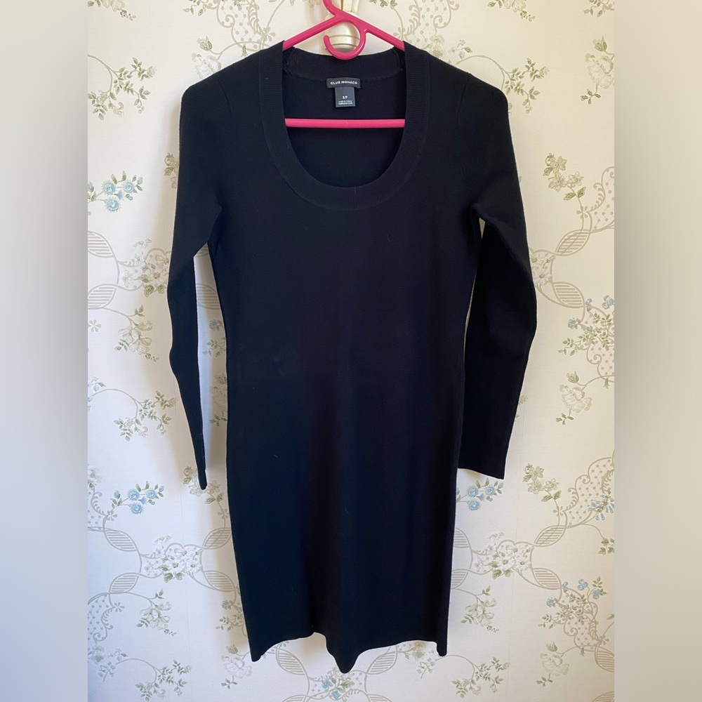 Club Monaco black sweater mini dress